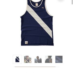 Tracksmith Navy Athletic Tank with Cream Trim XS